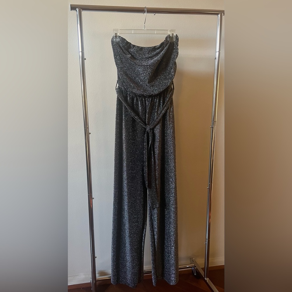 Strapless Black and Silver Jumpsuit (NWT)